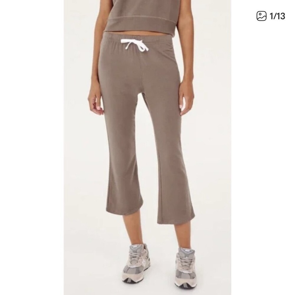 Splits59 taupe brown fleece cropped brooks flare pants small